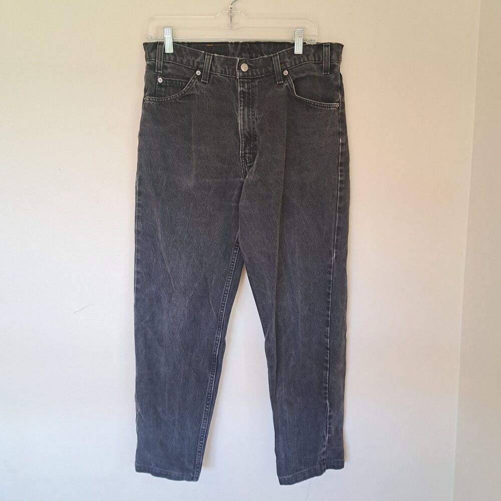 Vintage Levis Orange Tab Jeans Mens 34X30 Black Denim 550 USA Made 90s Tapered